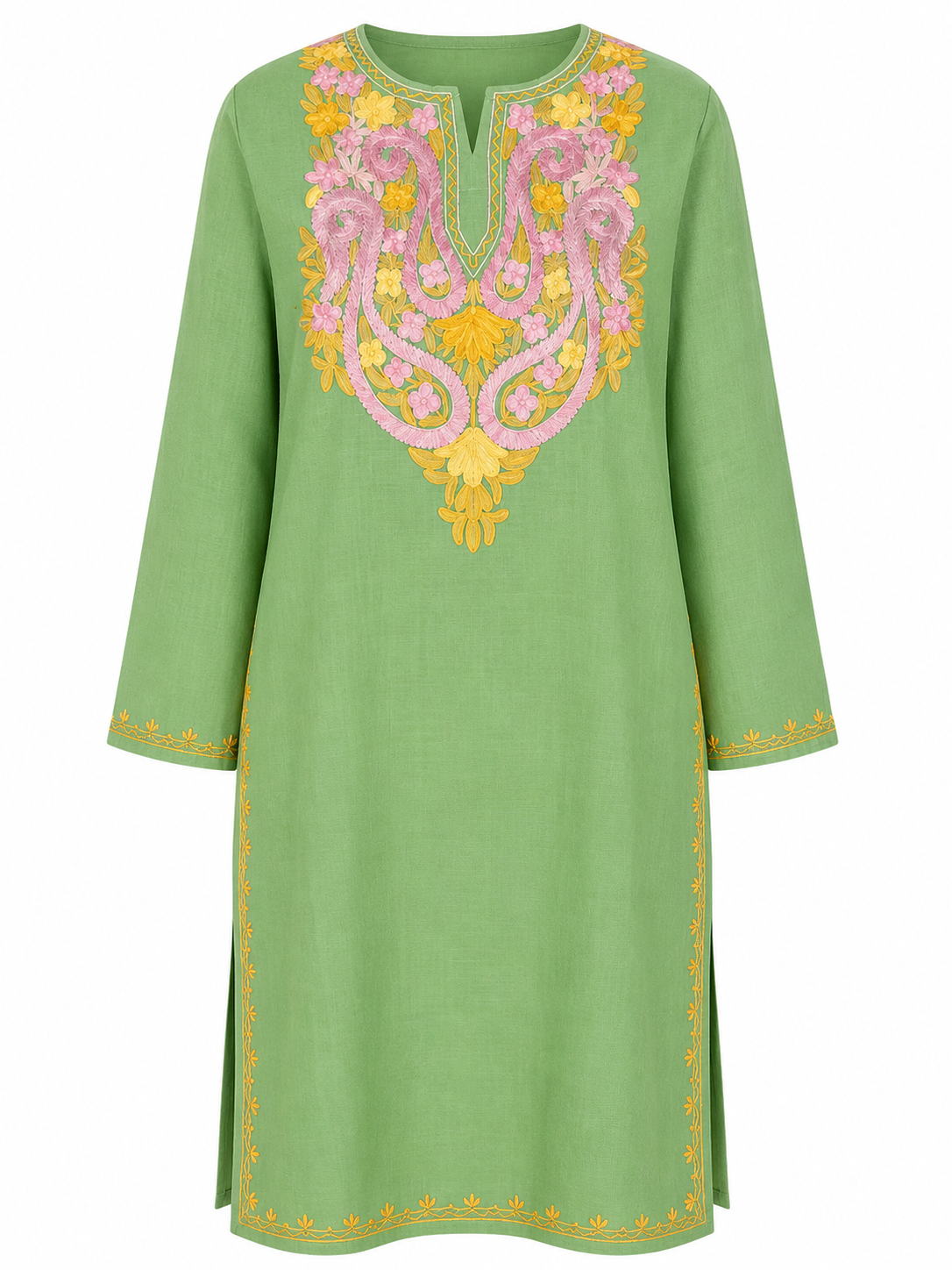Kashmir Aari cotton Co-Ord Set | Light Green